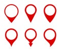 Pin map marker pointer icons set, GPS location flat symbol - vector